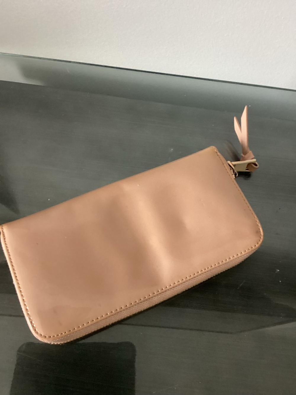 Women's Zip Wallet Clutch in Patent Nude